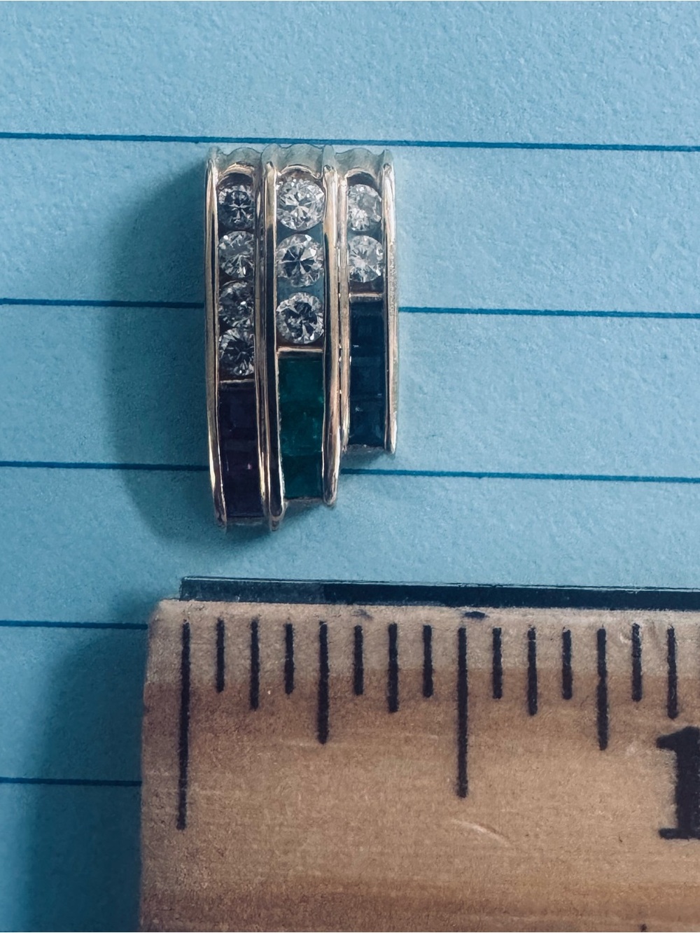 NWOT80s slide pendant. For sale. Pristine/ unworn. 9, 2mm genuine diamonds 18 K